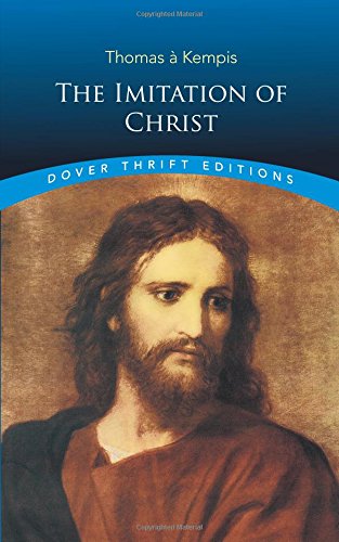 Book cover of The Imitation of Christ featuring a portrait of Jesus.