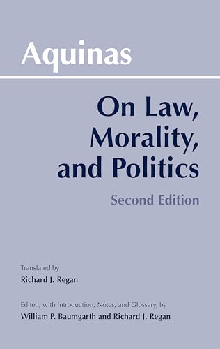 Book cover: "On Law, Morality, and Politics" by Aquinas, second edition.