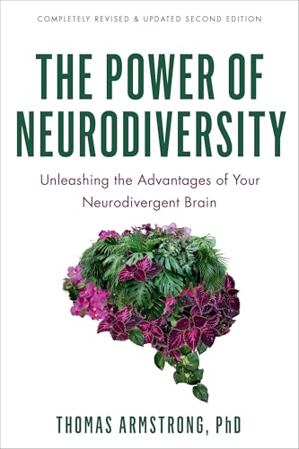 Book cover: "The Power of Neurodiversity" with floral brain illustration.