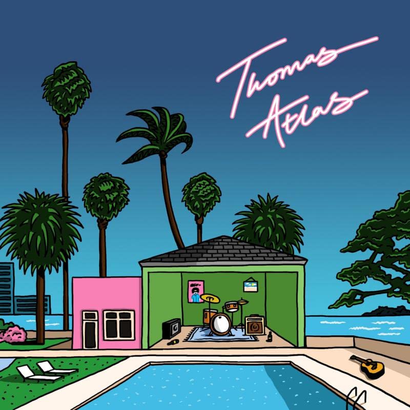Album cover for Thomas Atlas featuring a cartoon house and palm trees.