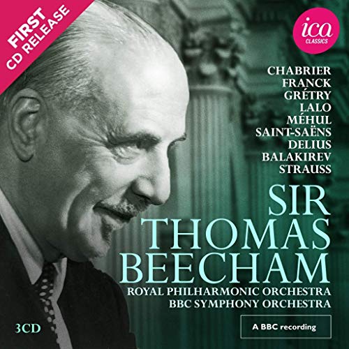CD cover featuring portrait of Sir Thomas Beecham, conductor.
