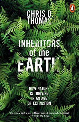 Book cover with lush green ferns and white title: "Inheritors of the Earth".
