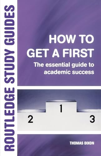 Purple book cover with white text: "How to Get a First," and a podium image.