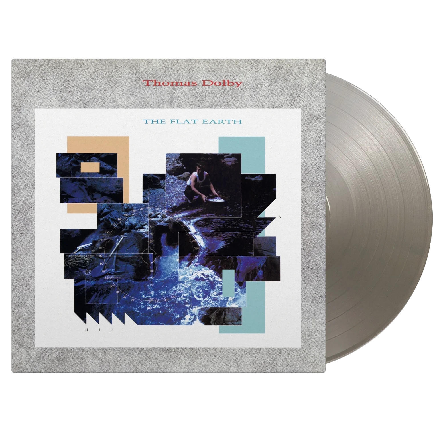 Thomas Dolby The Flat Earth album cover with a silver vinyl record partially visible.