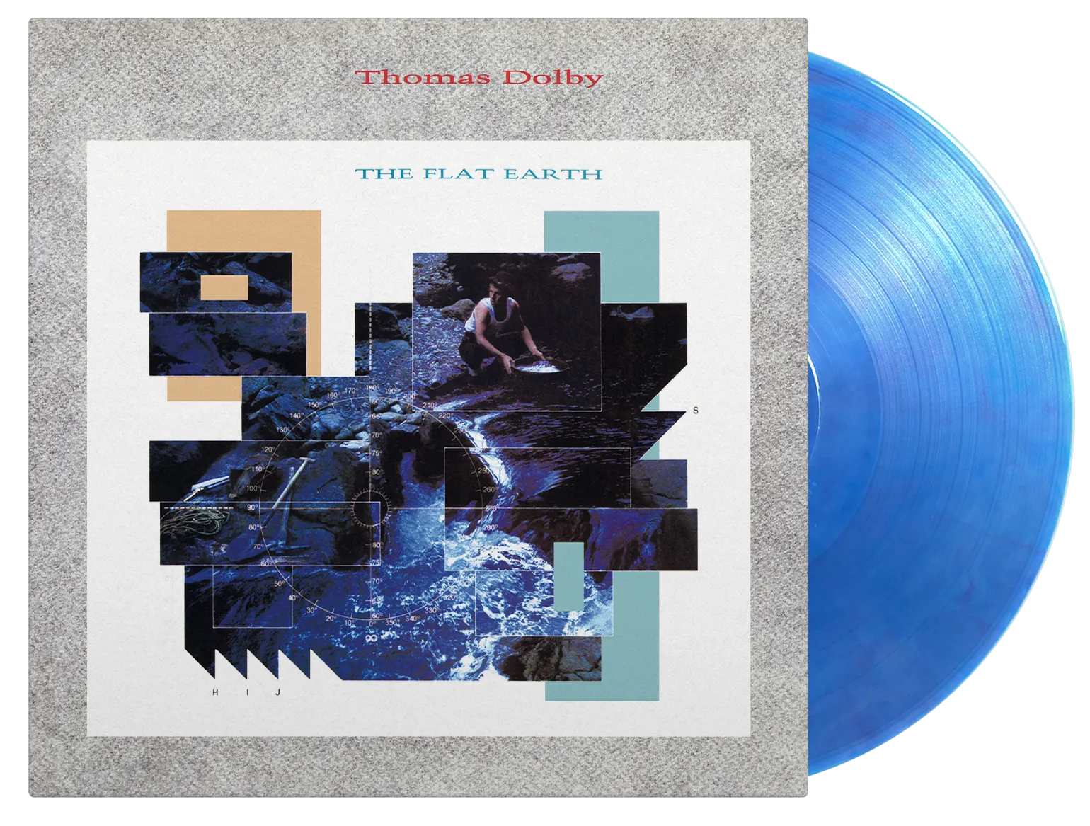Thomas Dolby’s “The Flat Earth” vinyl record with abstract cover art.