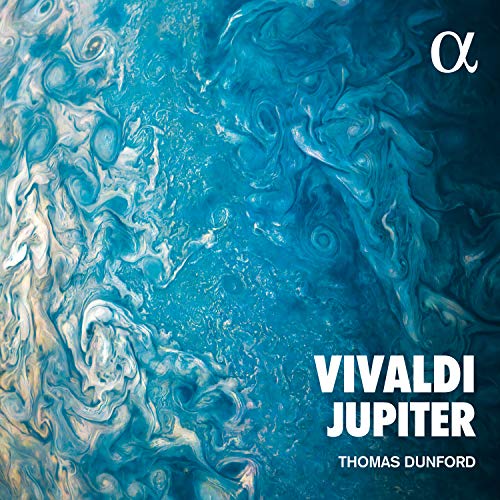 CD cover with swirling blue and white abstract art, text “Vivaldi Jupiter”.