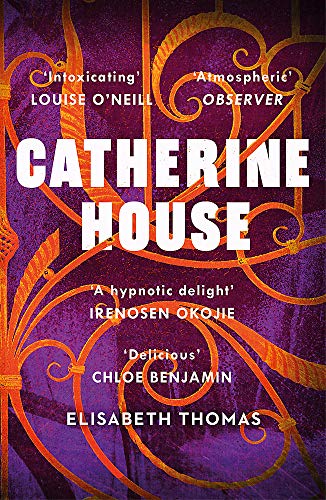 Book cover for “Catherine House” with ornate gold swirls on purple.