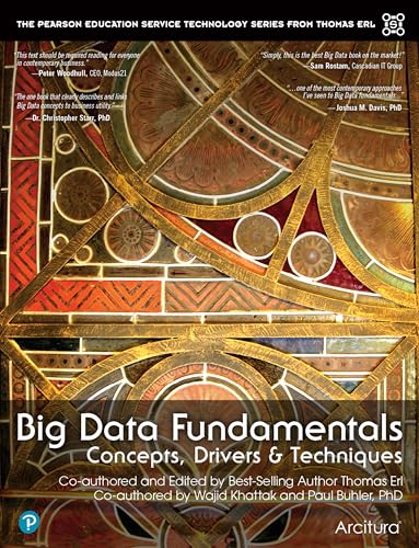 Book cover for "Big Data Fundamentals: Concepts" with abstract gold design.