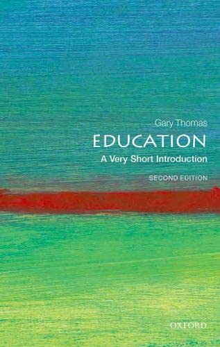 Book cover: “Education: A Very Short Introduction” with abstract blue and green paint.