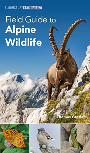 Book cover: Alpine wildlife field guide featuring an ibex and smaller images.