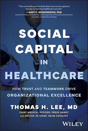 Book cover: "Social Capital in Healthcare" with healthcare workers depicted.