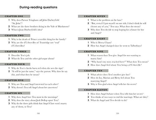 Penguin Readers book, "Tess of the DUrbervilles," showing chapter questions.