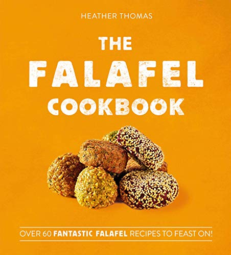 Cookbook cover with orange background and a pile of falafel balls.