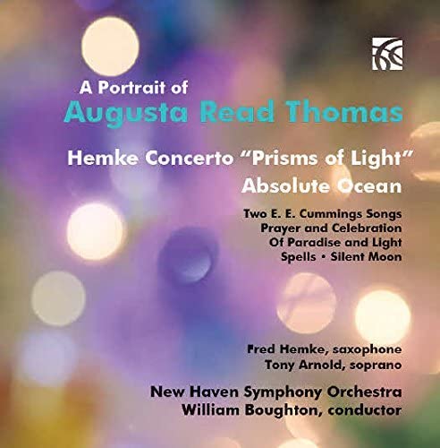 CD cover for "A Portrait of Augusta Read Thomas" with abstract purple imagery.