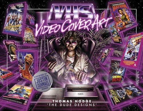Book cover featuring a man with VHS tapes and 80s neon aesthetic.