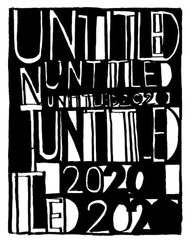 Black and white abstract art with repeated "Untitled" and "2020" text.