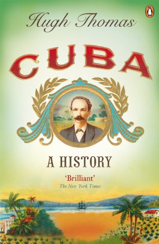 "Cuba: A History" book cover with portrait and tropical landscape at sunset.