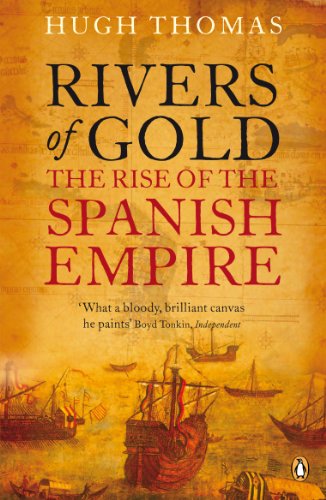 Book cover for Rivers of Gold featuring historical ships over a vintage map background.