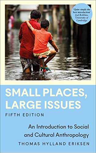 Book cover: father and son in water, text “Small Places, Large Issues”.