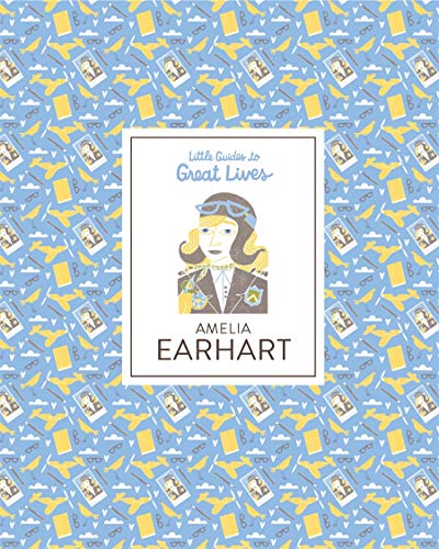 Book cover featuring Amelia Earhart in illustrated portrait, light blue background.