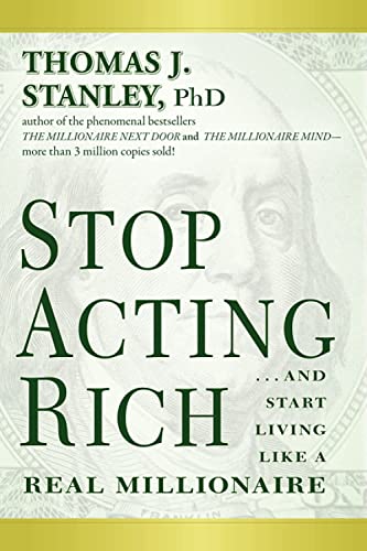 Book cover with large text "STOP ACTING RICH" over a dollar bill image.