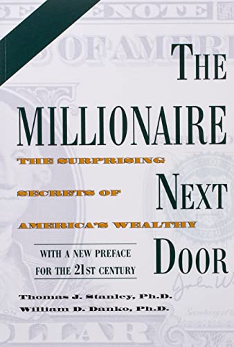 Book cover for The Millionaire Next Door featuring a faded US dollar bill background.