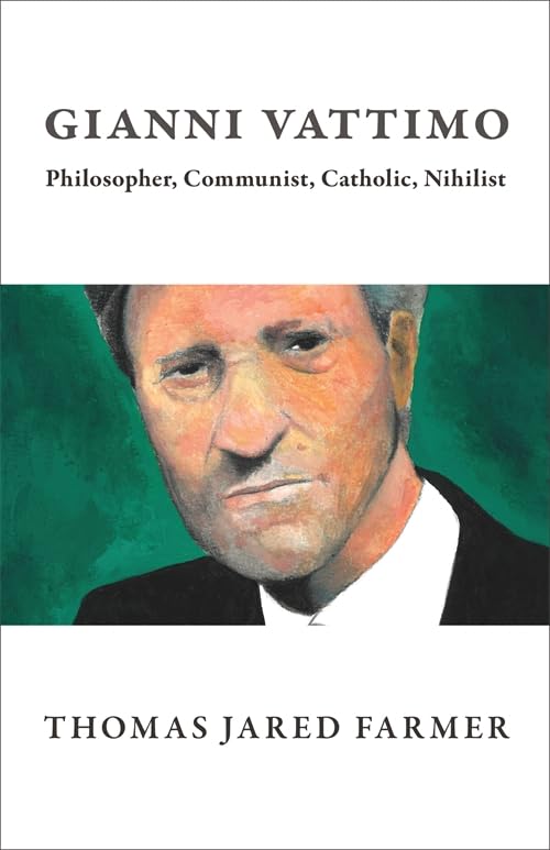 Book cover featuring a portrait of Italian philosopher Gianni Vattimo.