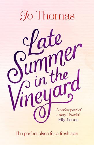 Book cover with cursive title "Late Summer in the Vineyard" and pink hues.
