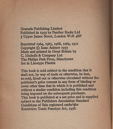 Copyright and publication page of a book with black text on tan paper.