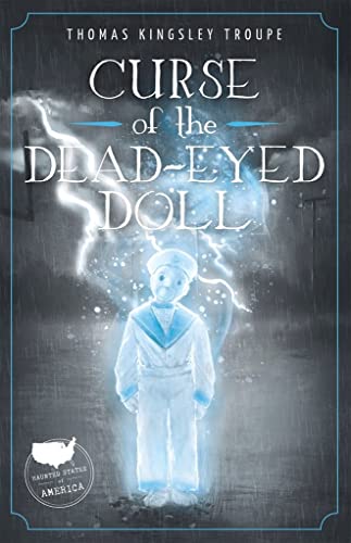 Book cover: ghostly doll with lightning, titled "Curse of the Dead-Eyed Doll".