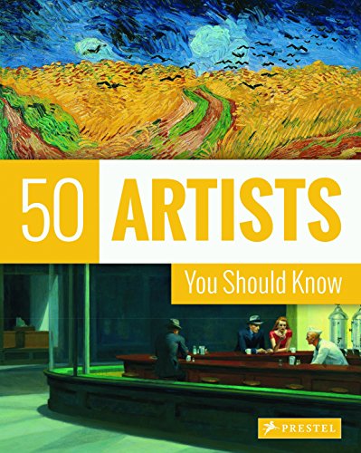 Book cover featuring Van Gogh's wheat field and Hopper's Nighthawks with bold yellow text.