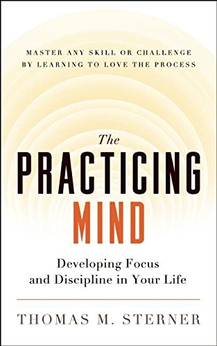 Book cover with concentric circles and bold text: "The Practicing Mind.
