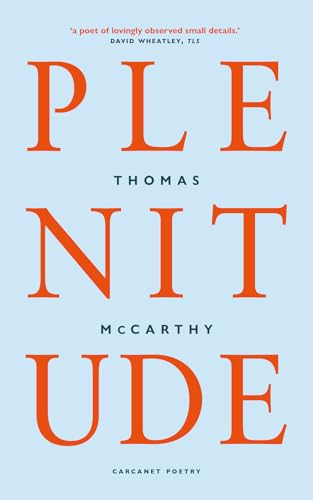 Book cover for "Plenitude" by Thomas McCarthy, with large red title text.