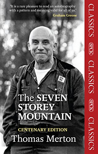 Book cover: portrait of Thomas Merton, title "The Seven Storey Mountain".