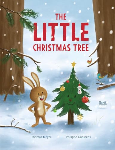 Book cover: small Christmas tree with decorations, rabbit, and birds in snow.
