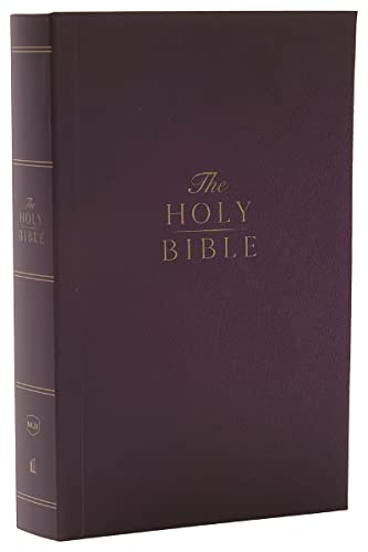 Purple leathersoft Bible with gold lettering, closed against a white background.