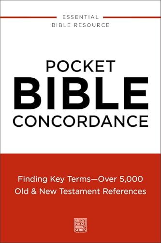 Book cover for Pocket Bible Concordance with a white top and red bottom section.