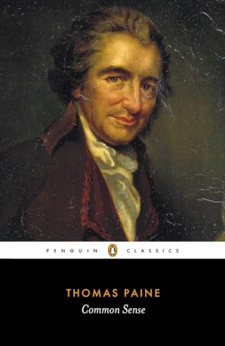 Portrait of Thomas Paine on the cover of "Common Sense" book.