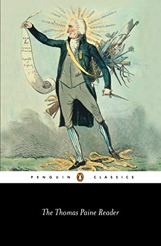 Book cover depicting Thomas Paine with a scroll and military imagery.