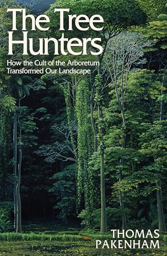 Book cover with lush green trees and text: “The Tree Hunters.”