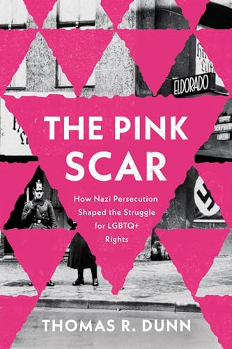 Book cover: “The Pink Scar” with pink triangles and historical imagery.