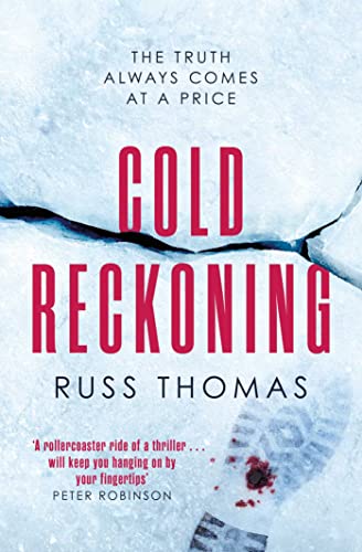 Book cover for Cold Reckoning by Russ Thomas featuring cracked ice and a footprint.