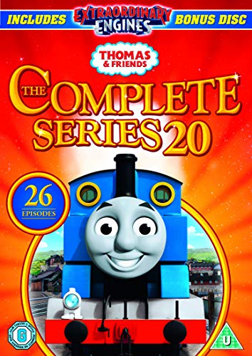 Thomas the Tank Engine DVD cover for Series 20, with text overlay.