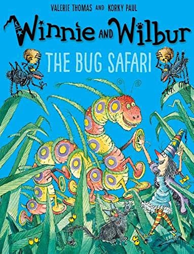 Book cover featuring Winnie the witch, her cat, and a giant colorful caterpillar.