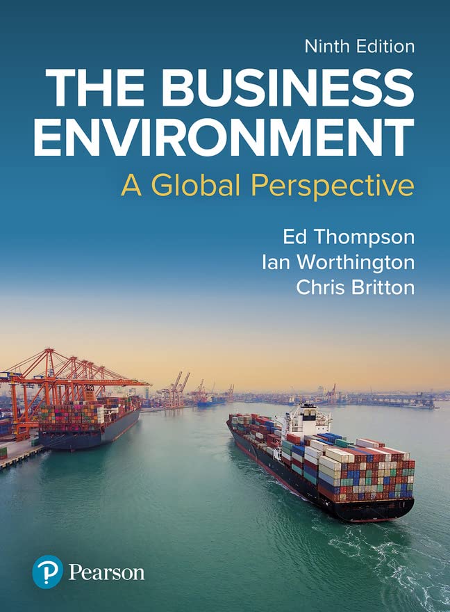 Textbook cover titled The Business Environment featuring a cargo ship in a harbor.