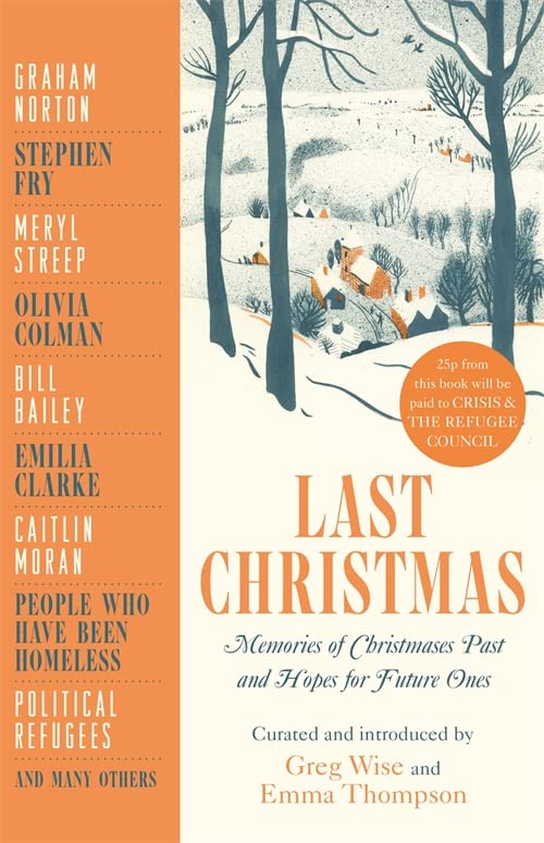 Book cover with winter trees, orange text, and contributor names listed.