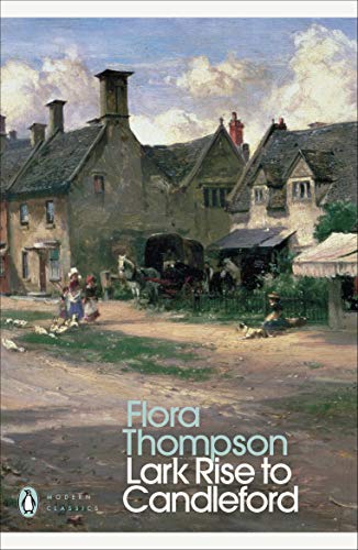 Book cover: painting of a rural English village scene.