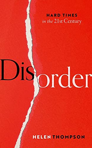 Book cover: red background with torn paper and white text "Disorder".
