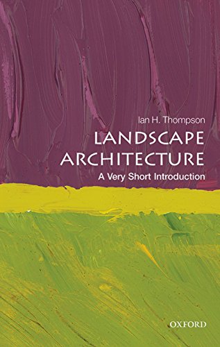Book cover with bold white text “LANDSCAPE ARCHITECTURE” on a painted background.