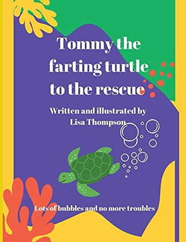 Book cover: green turtle swimming amidst bubbles, colorful abstract background.